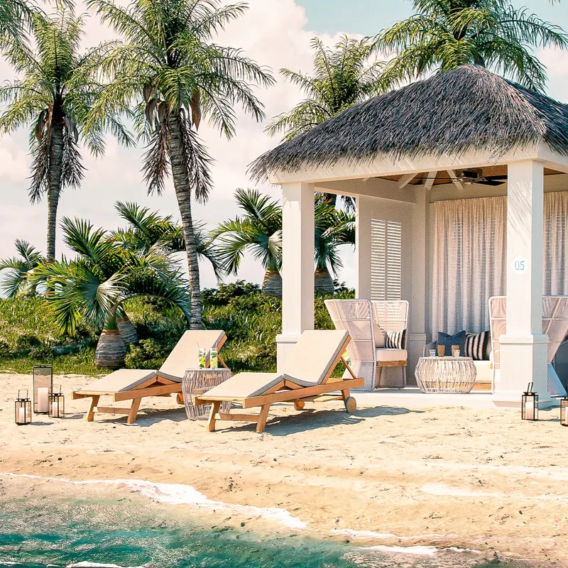 A beach cabana at Ocean Cay MSC Marine Reserve